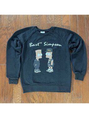 Black Bart Simpson Sweater Simpsons Crewneck Sweatshirt kanye virgil Mens Small